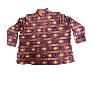 Duluth Trading womens size 3X fleece pullover shacket aztec print soft, cozy